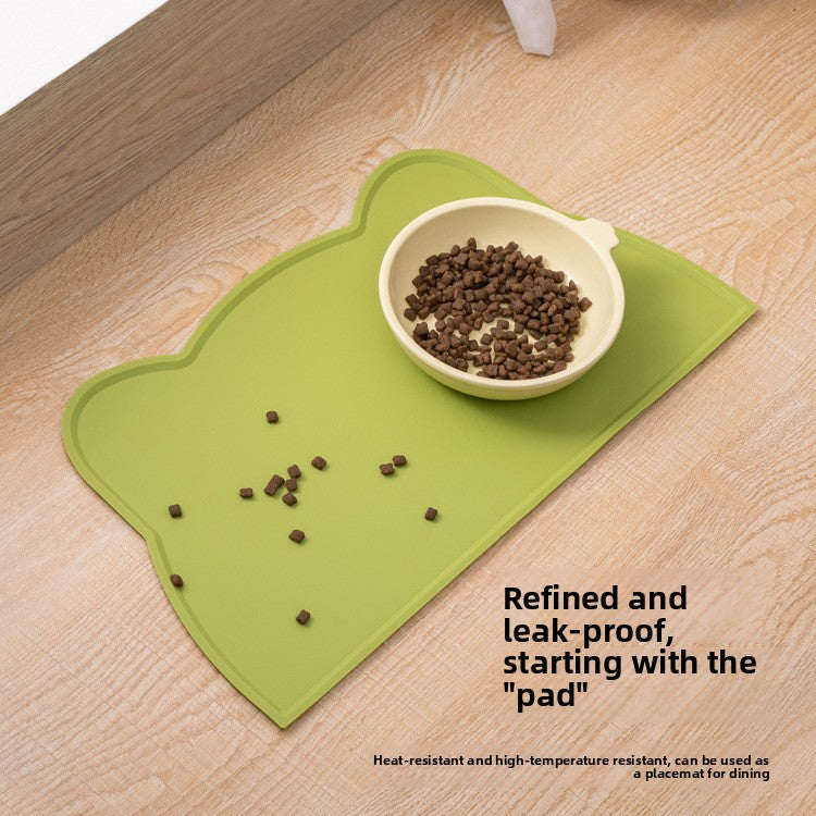 Cat ear feeding mat in use with a bowl